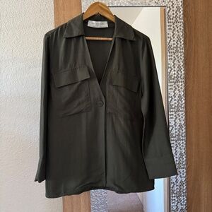 Zara woman studio single button blouse/jacket, XS, green